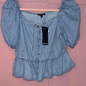 BOOHOO NWT Denim Milkmade Top